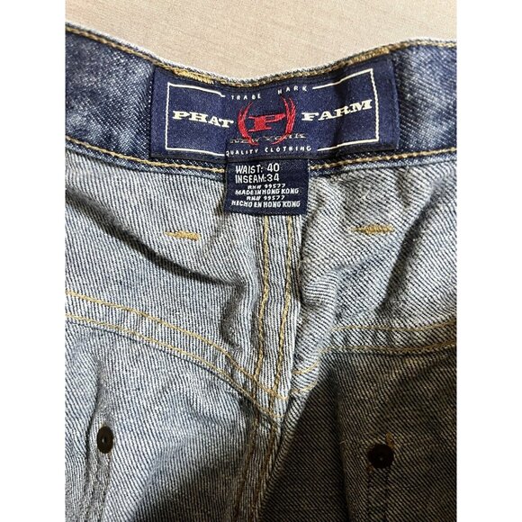 Vintage Y2K Phat Farm Jeans 39x32 Skater Carpenter Cargo Baggy Hammer Loop. - Picture 4 of 11